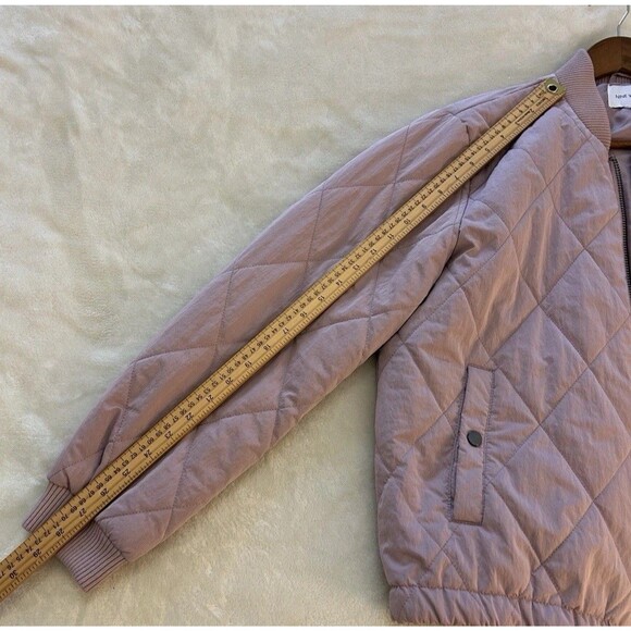 Nine West Jacket Extra Large Snap Up Puffer Bomber Quilted Pink Mauve - Picture 10 of 13